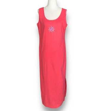 Vintage Virgo Dress Coral Pink Sleeveless Embroid… - image 1