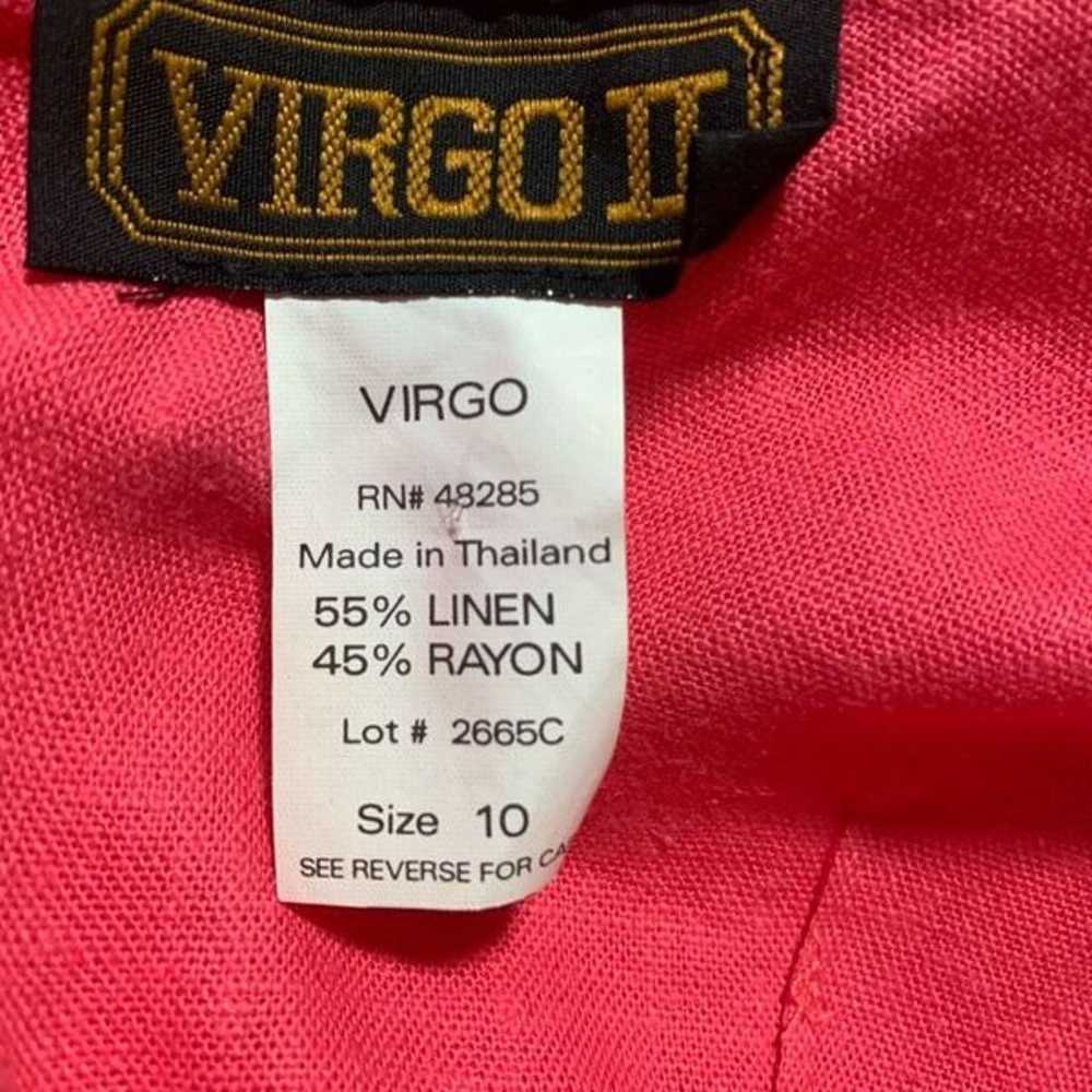 Vintage Virgo Dress Coral Pink Sleeveless Embroid… - image 7