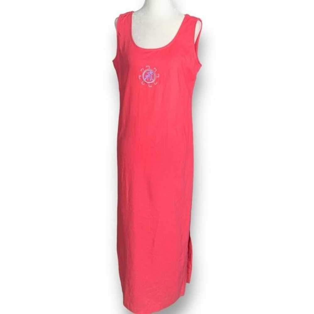 Vintage Virgo Dress Coral Pink Sleeveless Embroid… - image 9