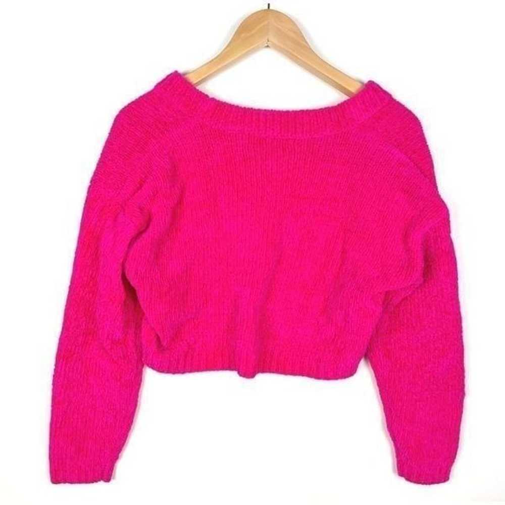 Vintage 80’s Chenille Cropped Knit Cardigan Sweat… - image 2