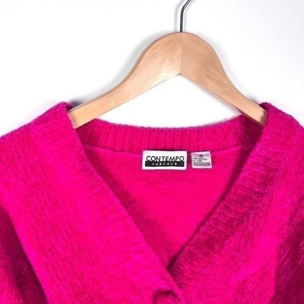 Vintage 80’s Chenille Cropped Knit Cardigan Sweat… - image 3