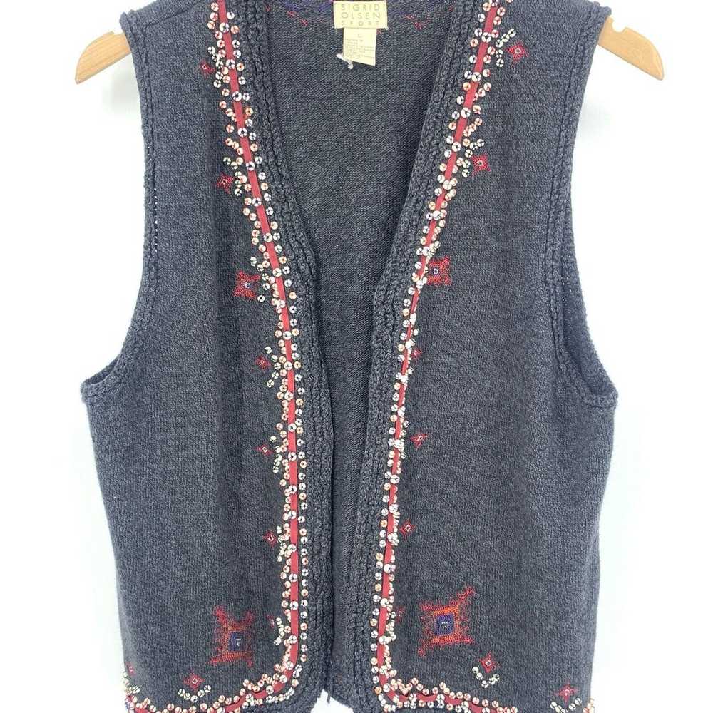 Vintage Sigrid Olsen silk wool blend sweater vest… - image 11