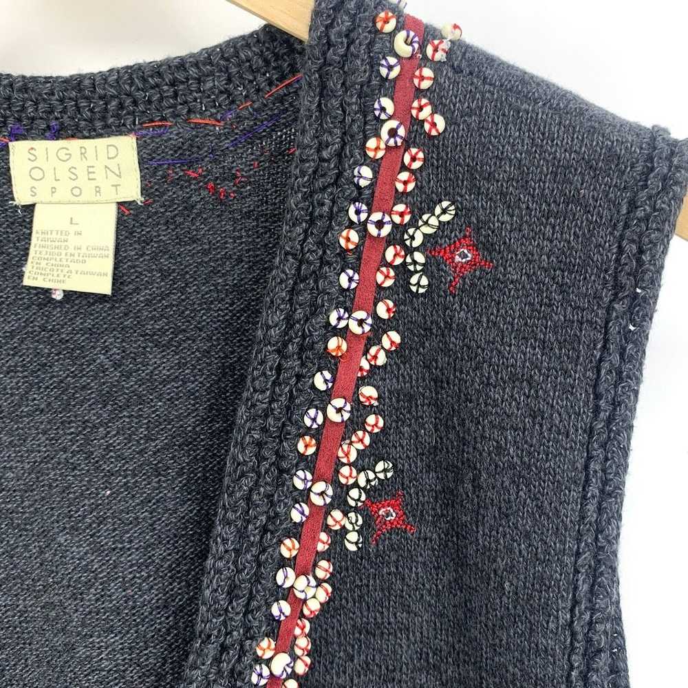 Vintage Sigrid Olsen silk wool blend sweater vest… - image 2