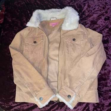 tan faux fur lined vintage jacket - image 1