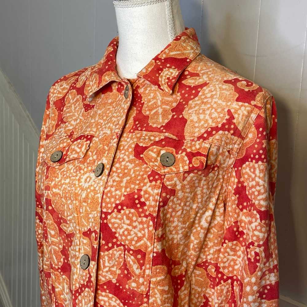 Vintage Coldwater Creek Cotton Batik Orange/Red/W… - image 2