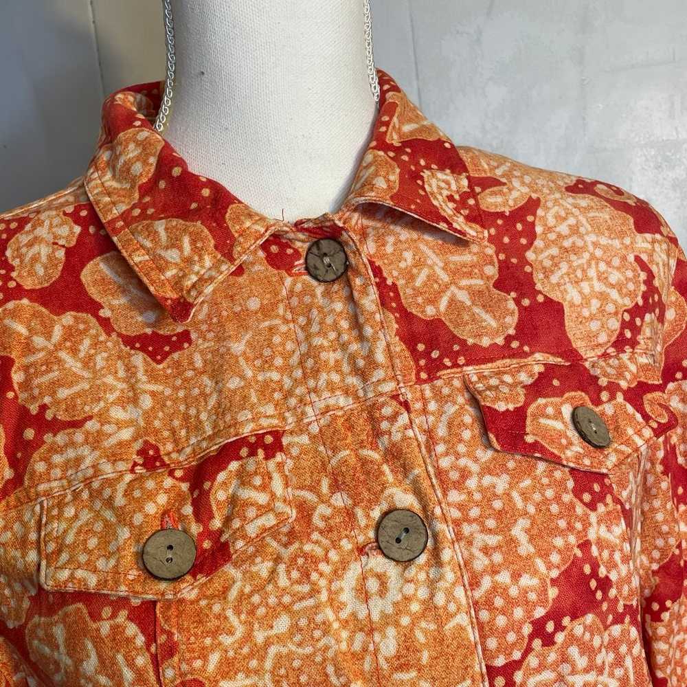 Vintage Coldwater Creek Cotton Batik Orange/Red/W… - image 3