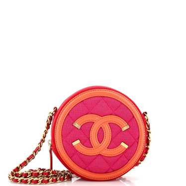 CHANEL Filigree Round Clutch with Chain Quilted Je