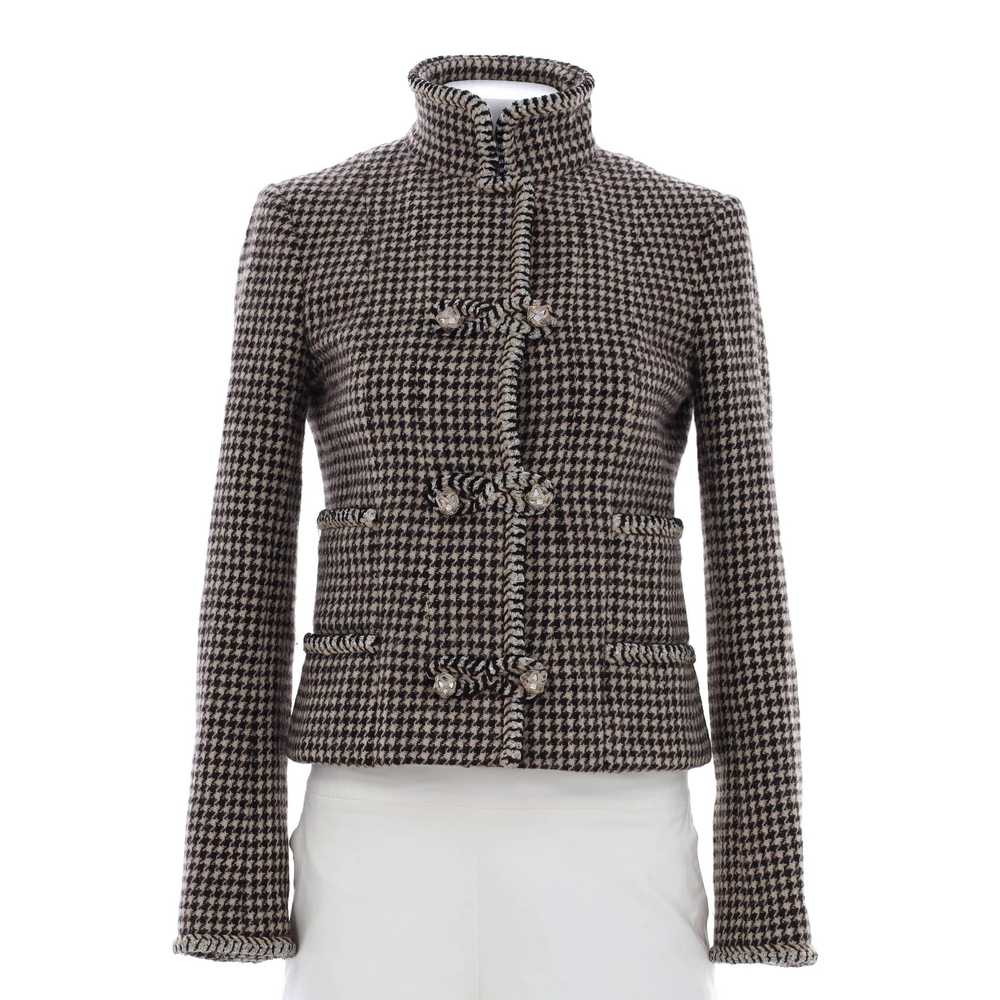 CHANEL Women's Houndstooth Stand Collar Jacket wi… - image 1