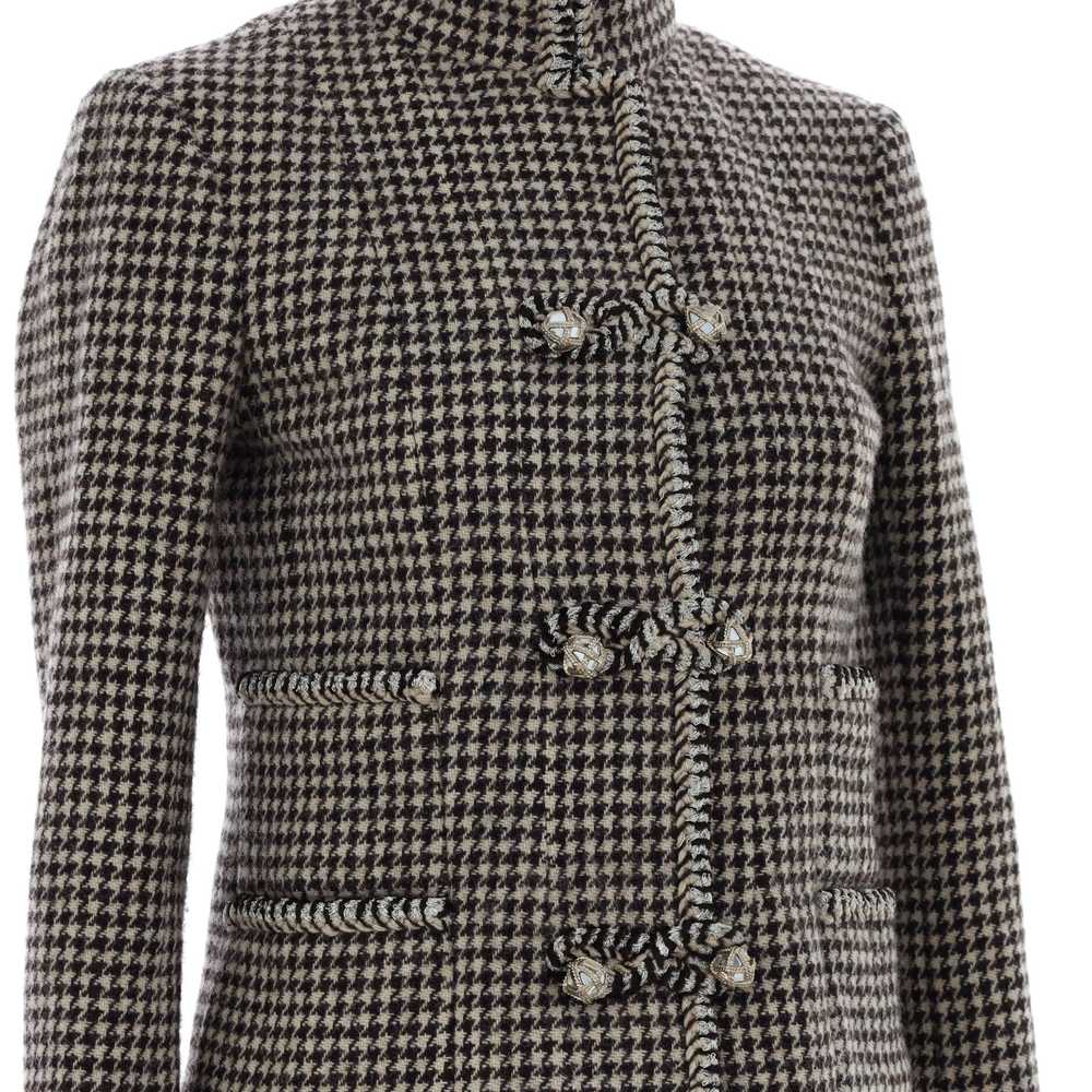 CHANEL Women's Houndstooth Stand Collar Jacket wi… - image 3