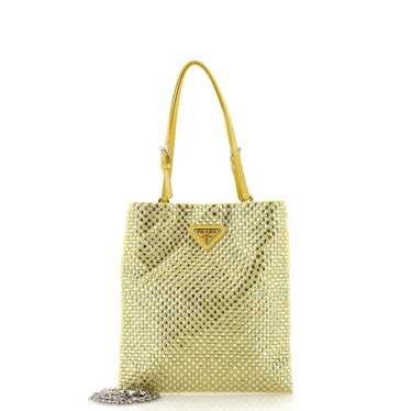 PRADA Chain Flat Tote Crystal Embellished Satin Mi