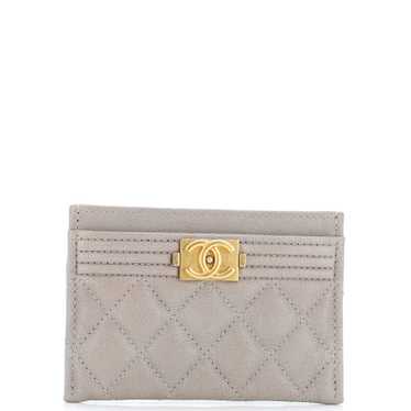 CHANEL Boy Card Holder Quilted Caviar