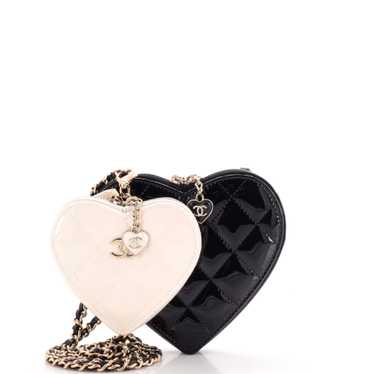 CHANEL Double Heart Clutch with Chain Quilted Pat… - image 1