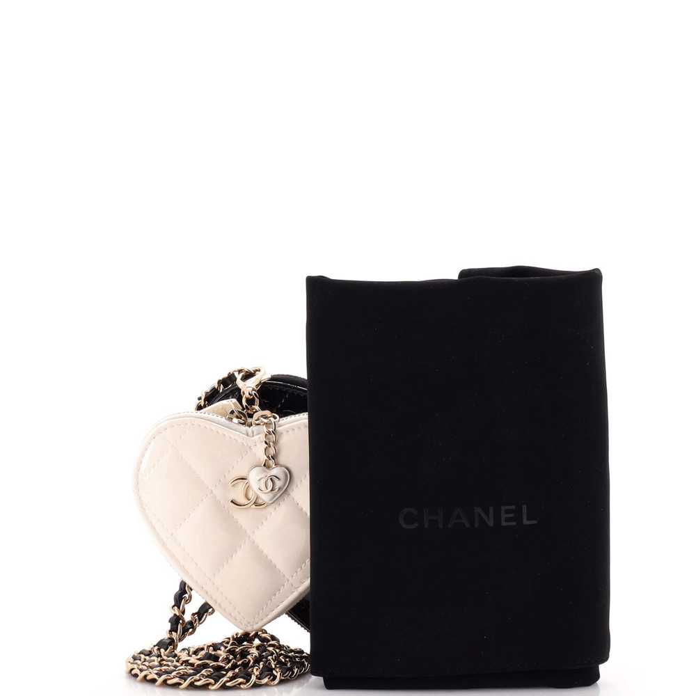 CHANEL Double Heart Clutch with Chain Quilted Pat… - image 2