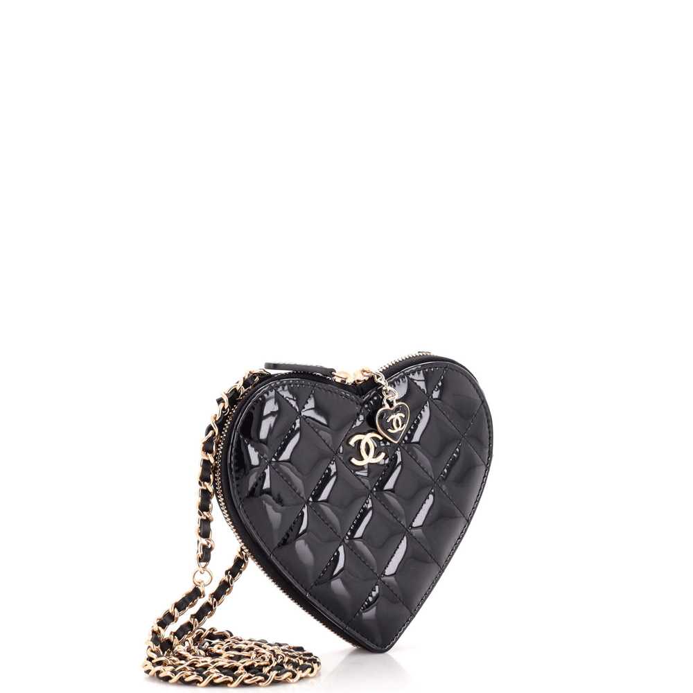CHANEL Double Heart Clutch with Chain Quilted Pat… - image 3