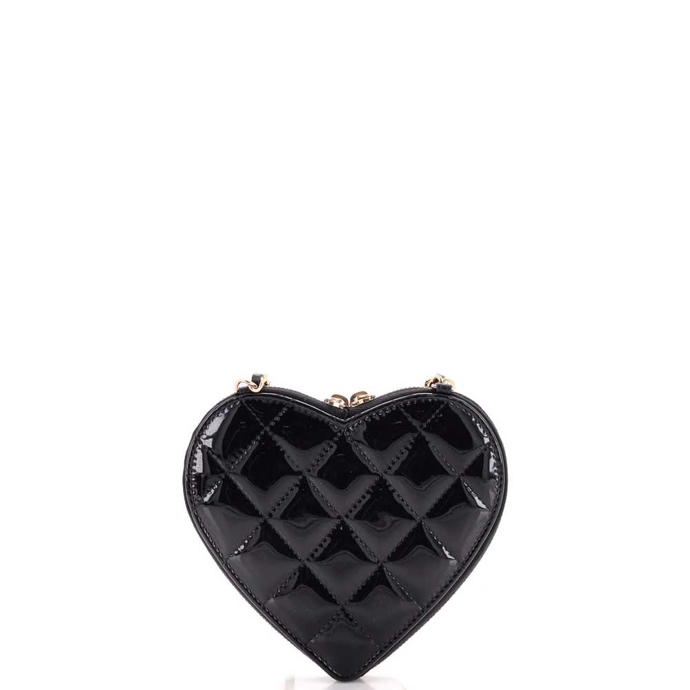 CHANEL Double Heart Clutch with Chain Quilted Pat… - image 4