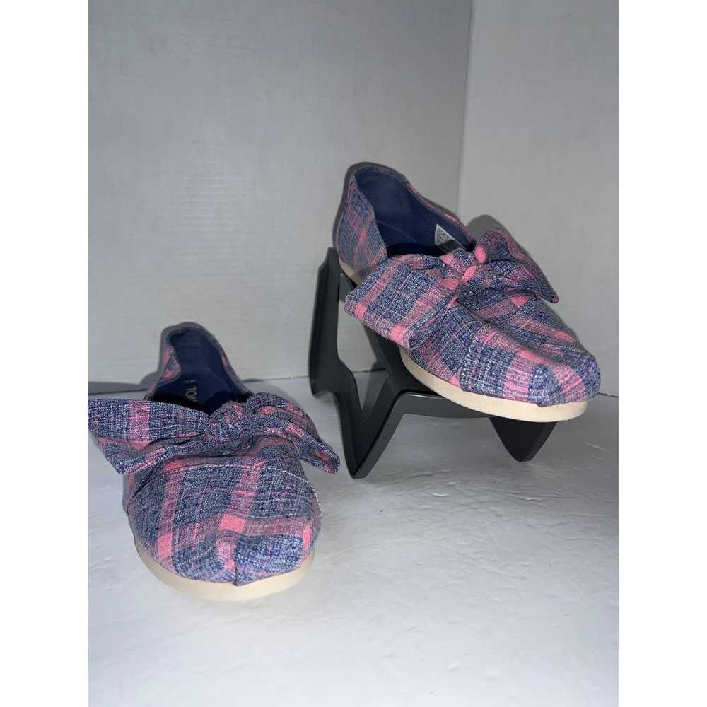 Toms Toms Alpargata Pink and Blue Plaid with Bows… - image 1