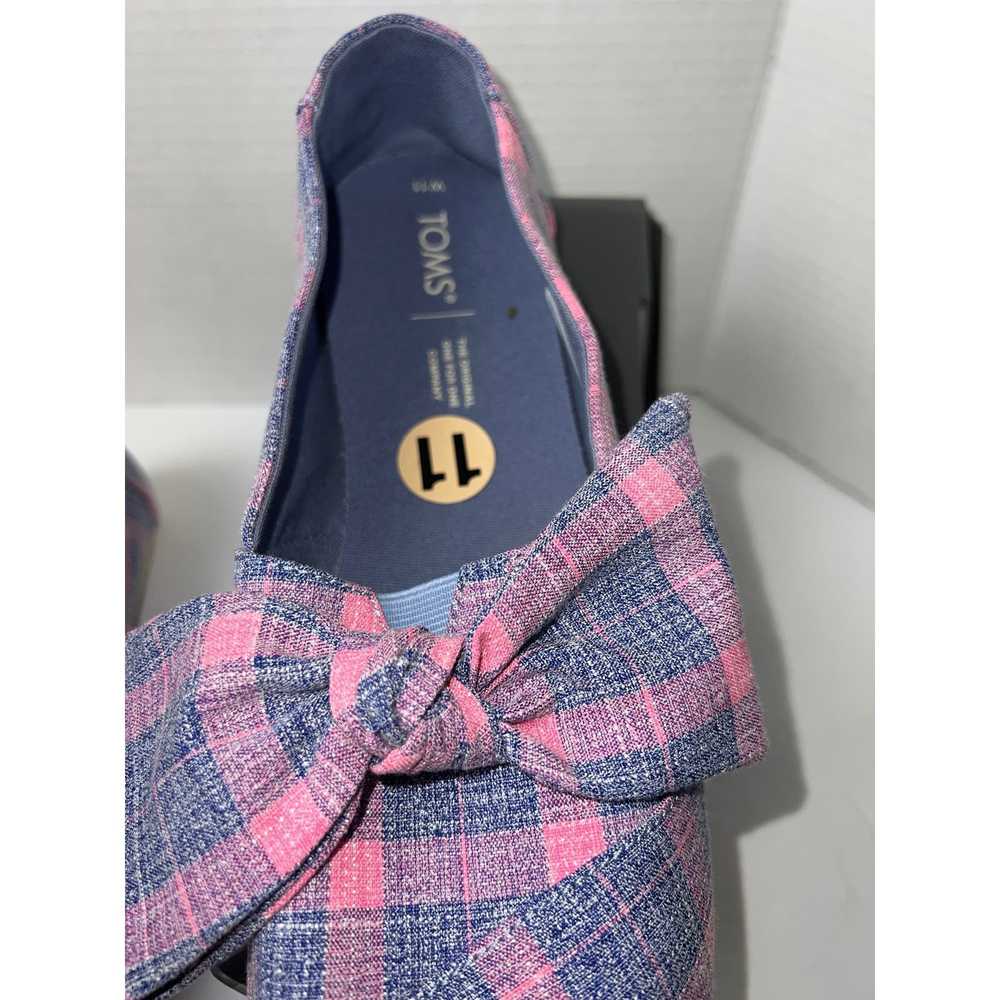 Toms Toms Alpargata Pink and Blue Plaid with Bows… - image 2