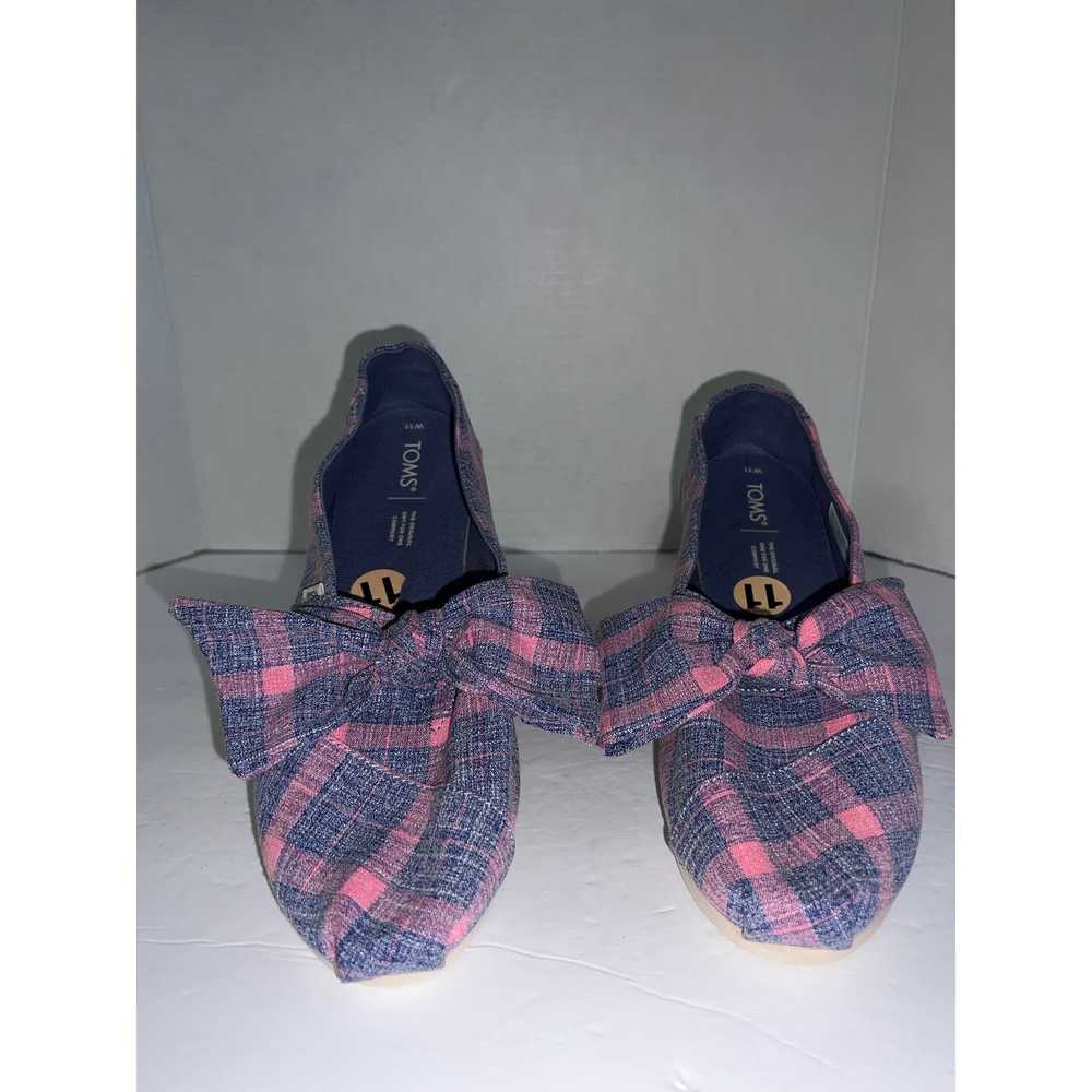 Toms Toms Alpargata Pink and Blue Plaid with Bows… - image 7