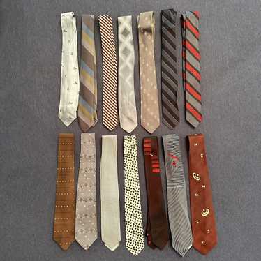 Vintage Lot 14 Vintage Men Ties Neckties Skinny 5… - image 1