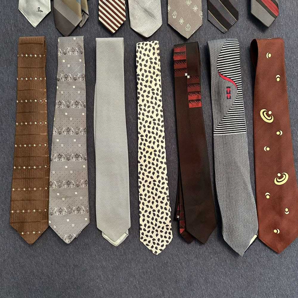 Vintage Lot 14 Vintage Men Ties Neckties Skinny 5… - image 2