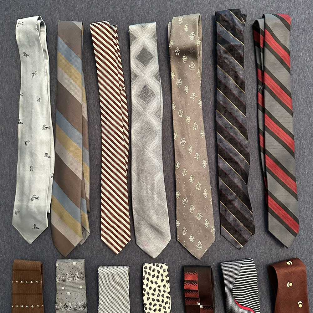 Vintage Lot 14 Vintage Men Ties Neckties Skinny 5… - image 3