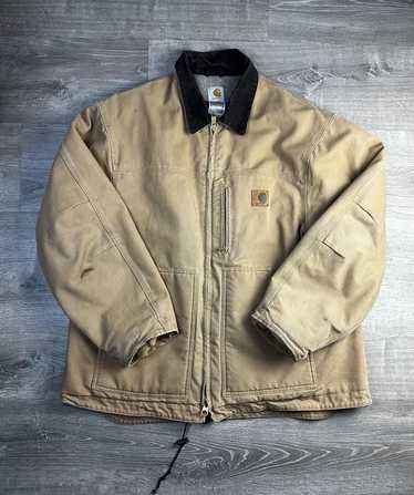 Men’s Vintage Carhartt CQ7182 Brown Duck Sandstone Chore Barn Jacket Coat popular Large