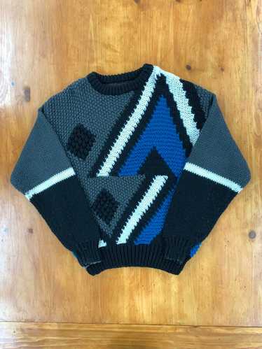 Coloured Cable Knit Sweater × Vintage Vintage Bla… - image 1