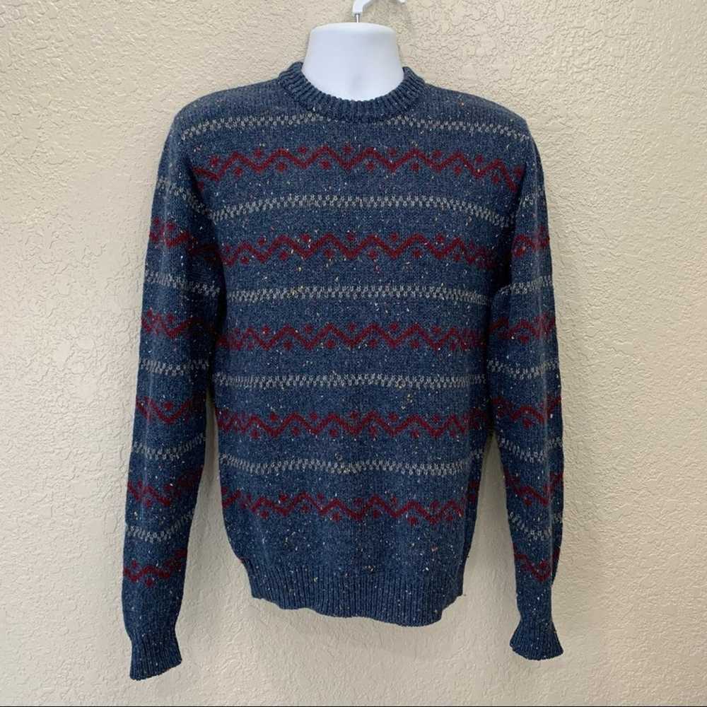Vintage 1990s Blue Acrylic + Wool Sweater, Medium… - image 1
