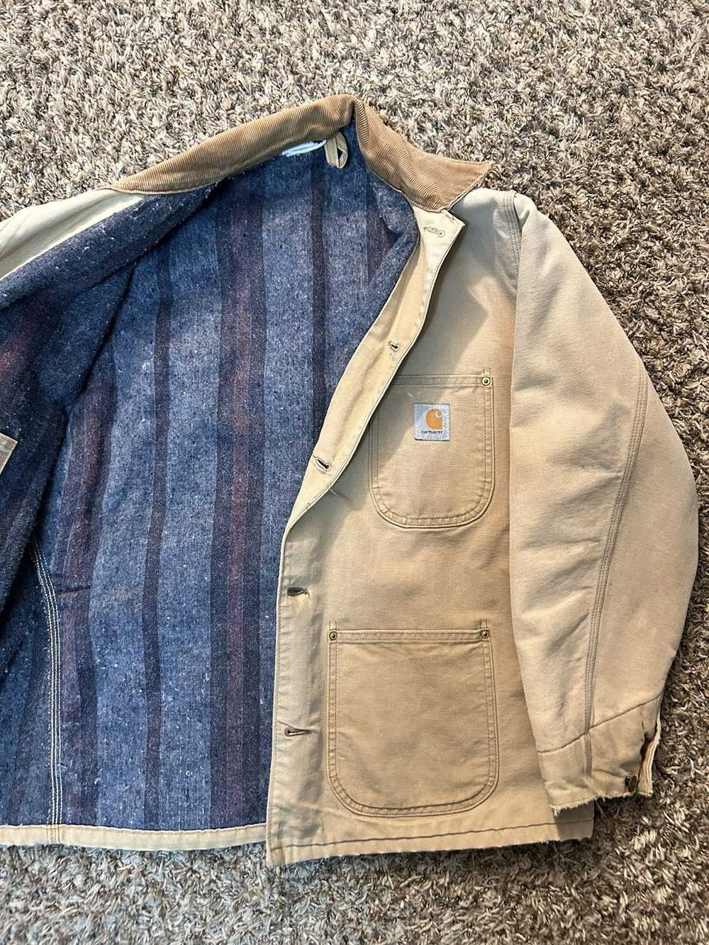 Carhartt × Vintage Faded Carhartt Chore Jacket w … - image 2