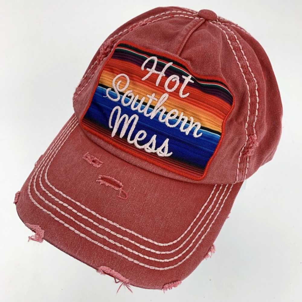 Bally Hot Southern Mess Distressed Red Ball Cap H… - image 1