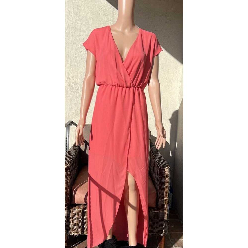 Other Charles Henry Faux Wrap Coral Maxi Dress Sp… - image 2