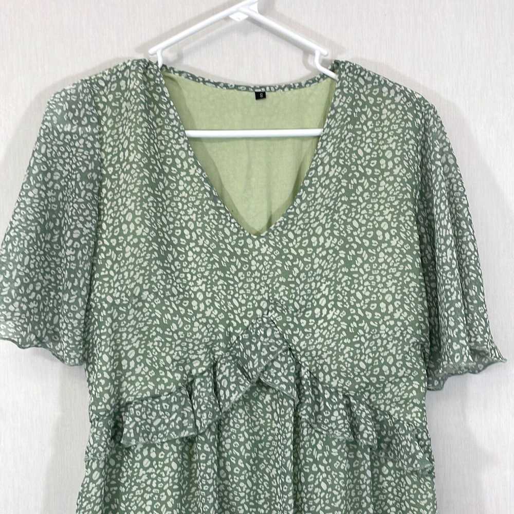 Vintage Womens Green Flecked Pattern Short Sleeve… - image 3