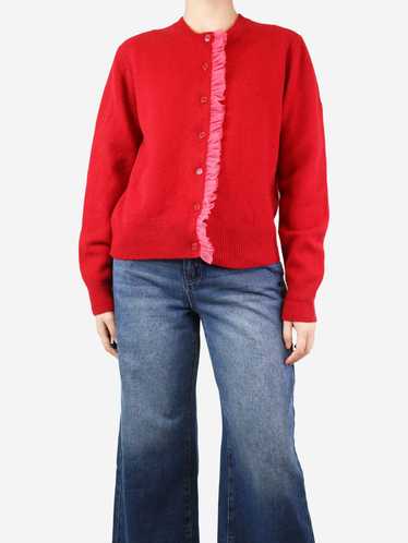 Molly Goddard Red ruffle trim wool cardigan - size