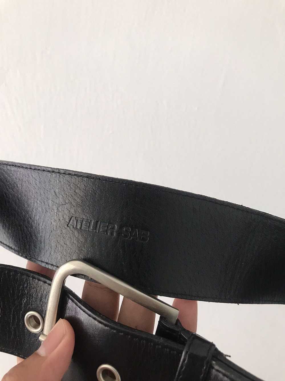 Designer × Vintage Atelier sab black leather belt - image 2