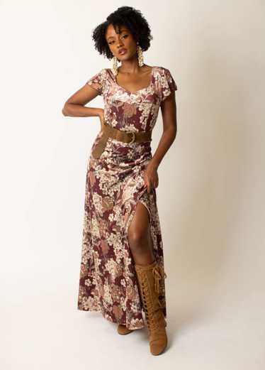 Joyfolie Anastasia Maxi Dress in Currant Floral