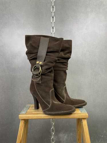 Other Vintage 2000s Brown Suede Ruched Heeled Boot