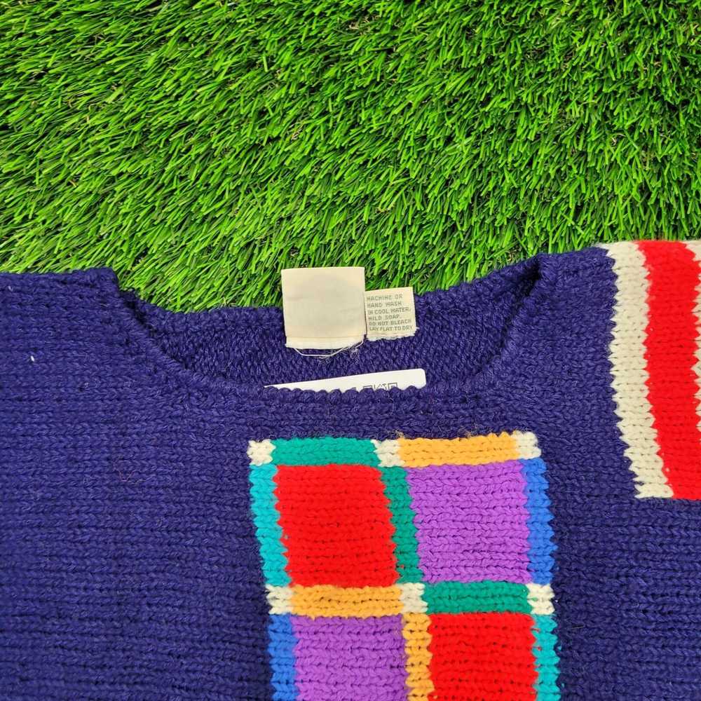 Rainbow Vintage 80s Rainbow Colorblock Sweater Wo… - image 2