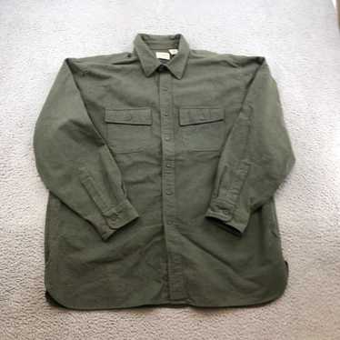 Vintage LL Bean Flannel Shirt Adult XL Green Solid