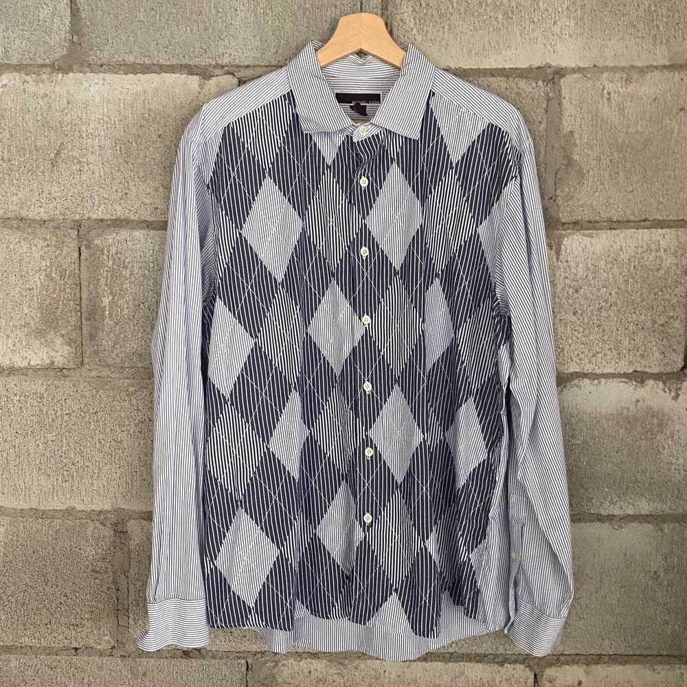 Michael Kors Michael Kors Shirt Men XL Blue Argyl… - image 11