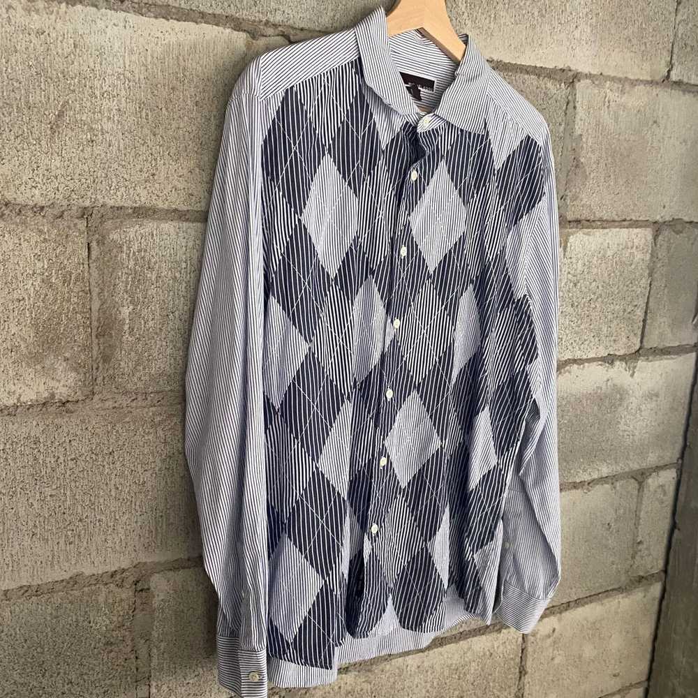 Michael Kors Michael Kors Shirt Men XL Blue Argyl… - image 1