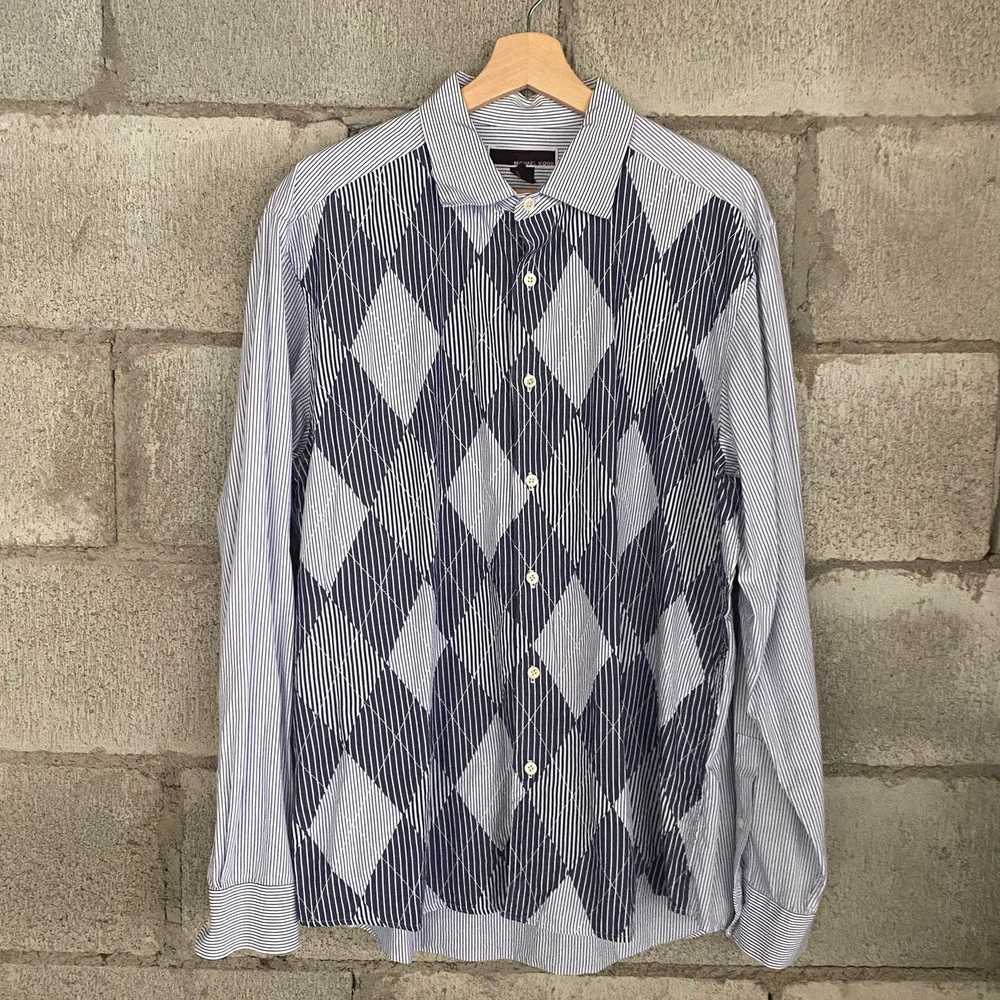 Michael Kors Michael Kors Shirt Men XL Blue Argyl… - image 2