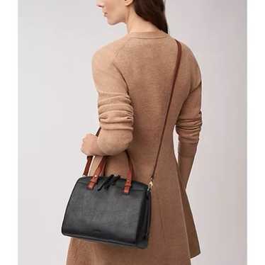 FOSSIL Rachel Satchel Purse Handbag Black Leather - image 1