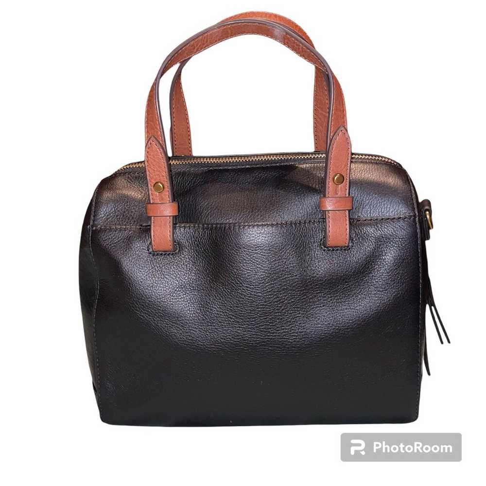 FOSSIL Rachel Satchel Purse Handbag Black Leather - image 5
