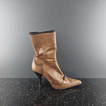 Prada Prada Leather Mid Calf Hight Heel Brogued B… - image 1
