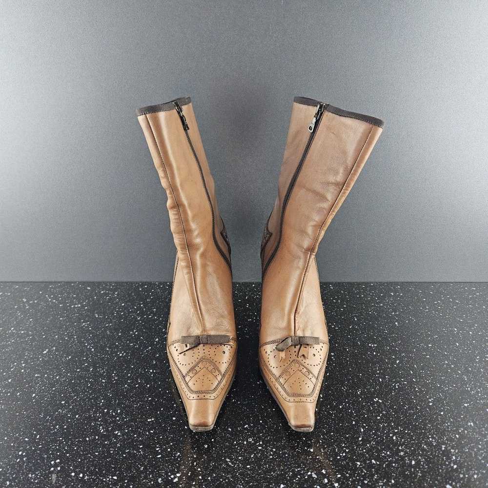 Prada Prada Leather Mid Calf Hight Heel Brogued B… - image 4