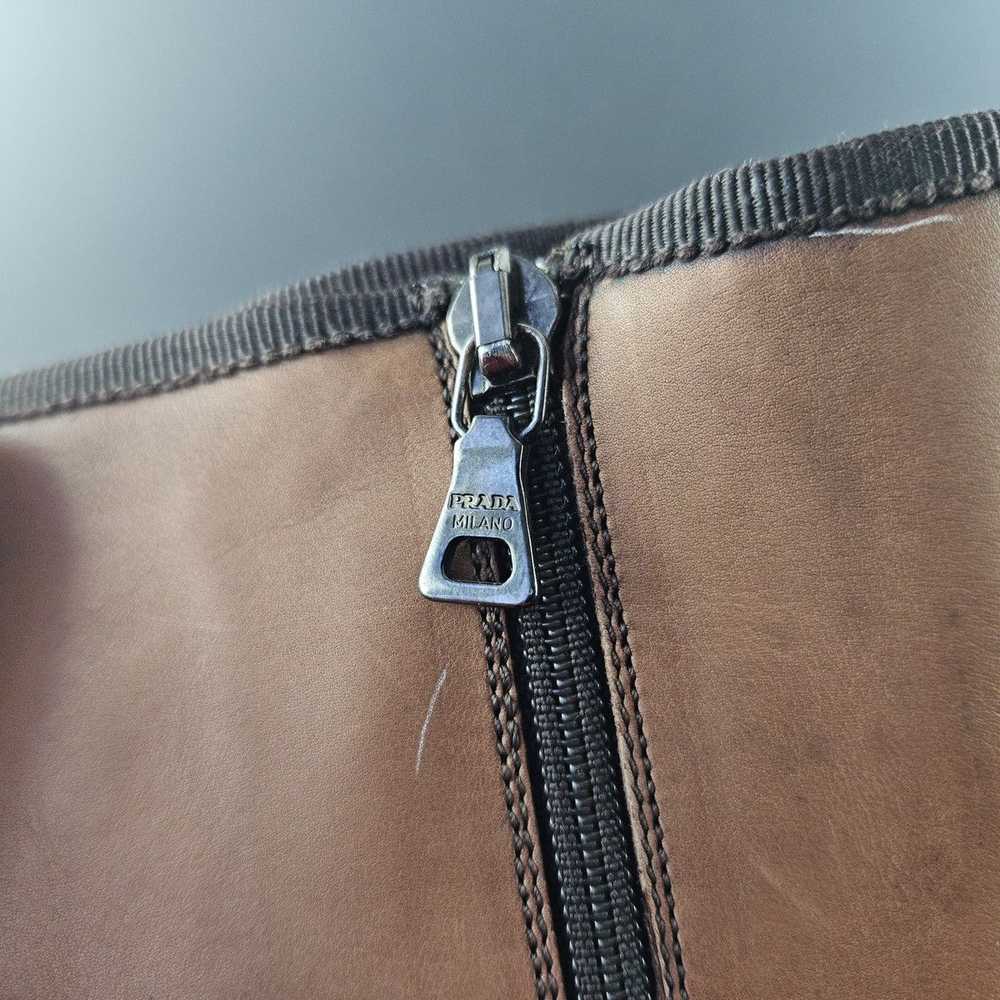 Prada Prada Leather Mid Calf Hight Heel Brogued B… - image 9