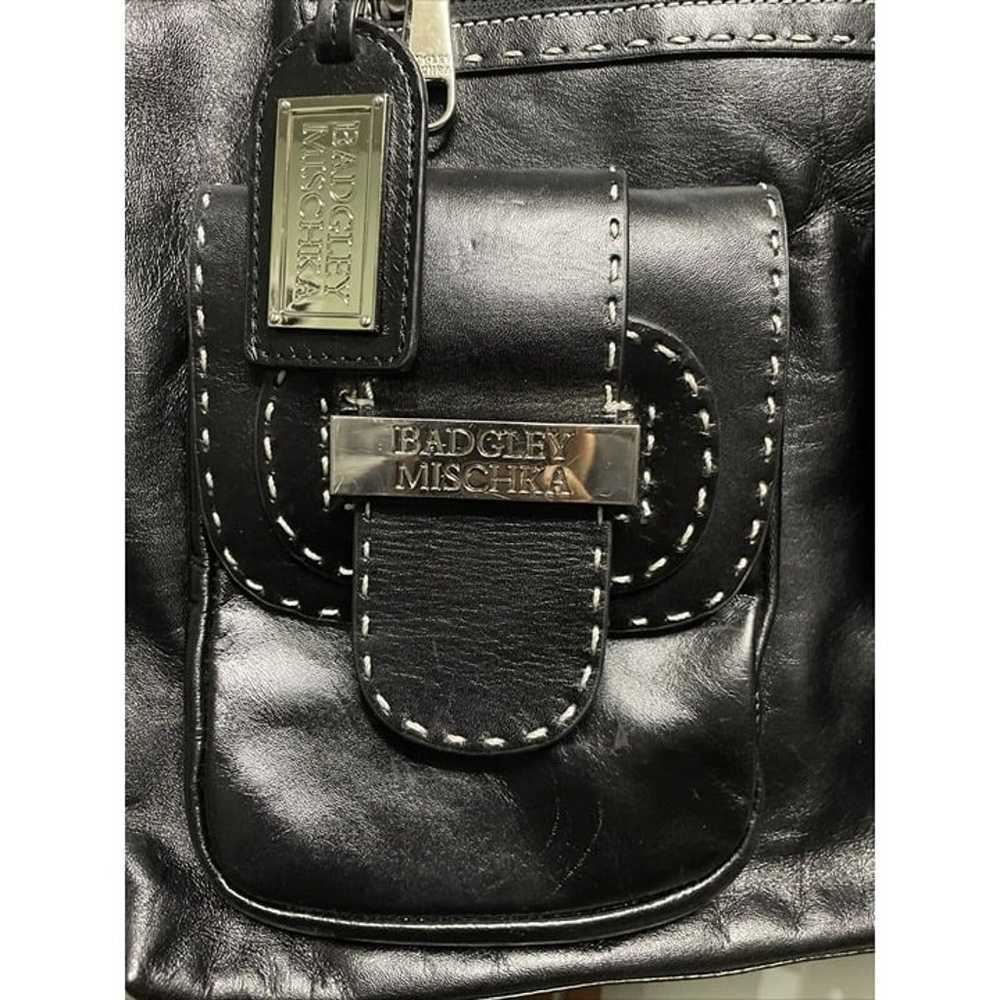 Badgley Mischka Black Leather Double Pocket Front… - image 2