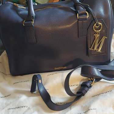 issac mizrahi leather satchel  w/strap - image 1
