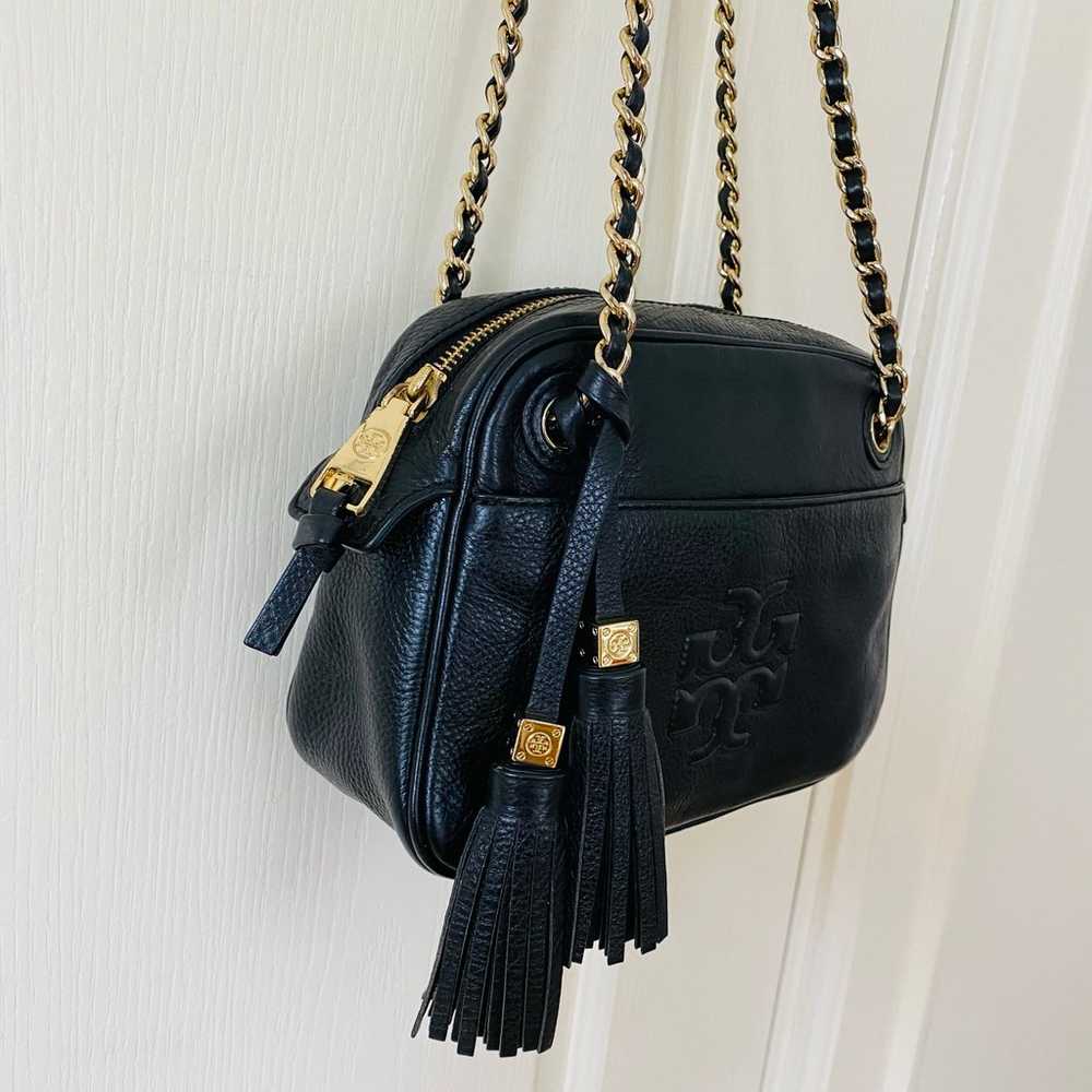 Tory Burch Thea Black Leather Chain Strap Tassels… - image 4