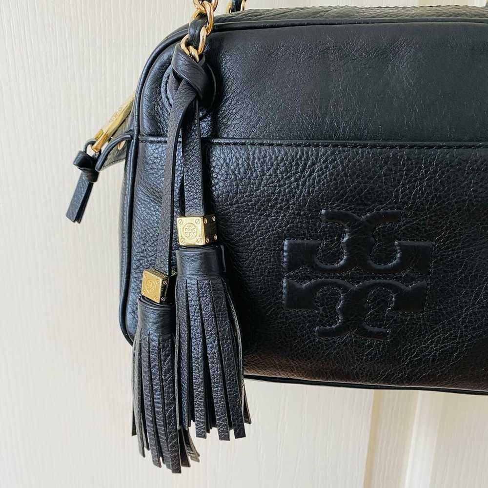 Tory Burch Thea Black Leather Chain Strap Tassels… - image 5